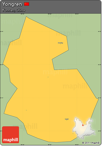 Savanna Style Simple Map of Yongren, cropped outside