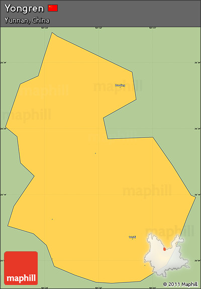 Savanna Style Simple Map of Yongren, cropped outside