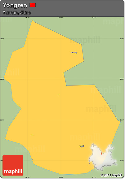 Savanna Style Simple Map of Yongren, single color outside