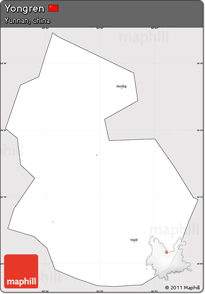 Silver Style Simple Map of Yongren, cropped outside