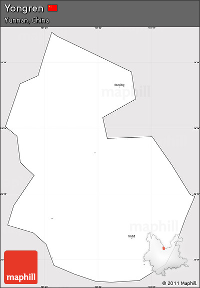 Silver Style Simple Map of Yongren, cropped outside