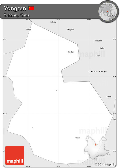 Silver Style Simple Map of Yongren