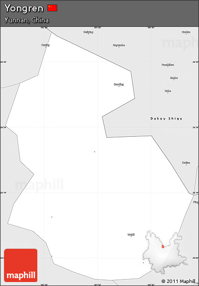 Silver Style Simple Map of Yongren