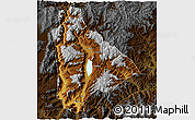 Physical 3D Map of Yongsheng, darken