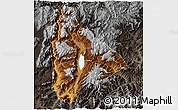 Physical 3D Map of Yongsheng, darken, semi-desaturated