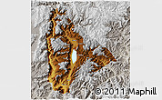 Physical 3D Map of Yongsheng, lighten, semi-desaturated