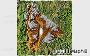 Physical 3D Map of Yongsheng, satellite outside