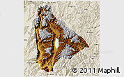 Physical 3D Map of Yongsheng, shaded relief outside