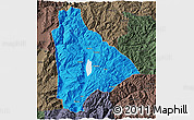 Political 3D Map of Yongsheng, darken, semi-desaturated