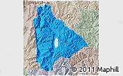 Political 3D Map of Yongsheng, lighten, semi-desaturated
