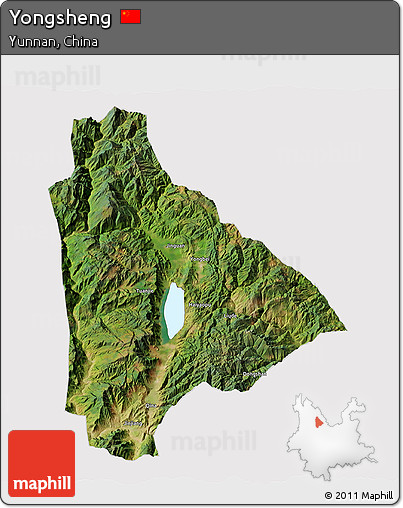Satellite 3D Map of Yongsheng, cropped outside
