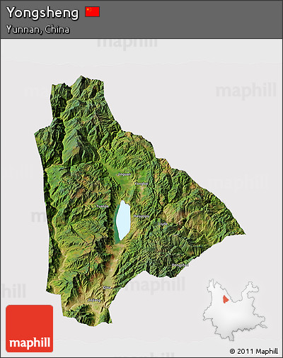 Satellite 3D Map of Yongsheng, cropped outside