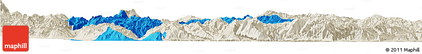 Political Horizon Map of Yongsheng, shaded relief outside