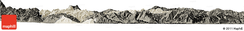 Shaded Relief Horizon Map of Yongsheng, darken