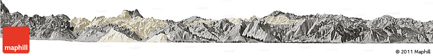 Shaded Relief Horizon Map of Yongsheng, darken, semi-desaturated