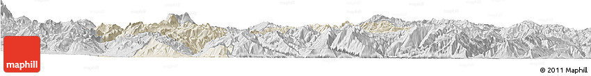 Shaded Relief Horizon Map of Yongsheng, desaturated