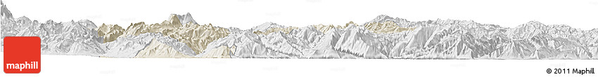 Shaded Relief Horizon Map of Yongsheng, lighten, desaturated