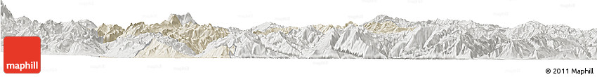 Shaded Relief Horizon Map of Yongsheng, lighten, semi-desaturated