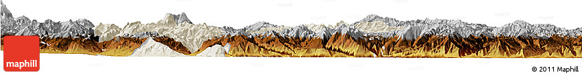 Shaded Relief Horizon Map of Yongsheng, physical outside
