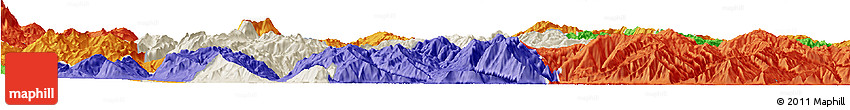 Shaded Relief Horizon Map of Yongsheng, political outside