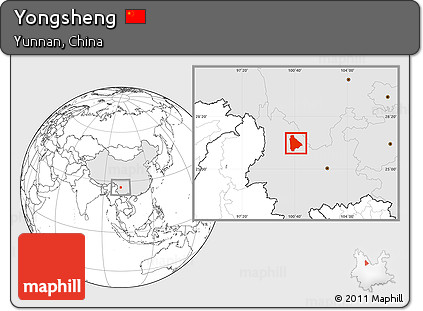 Blank Location Map of Yongsheng, highlighted country
