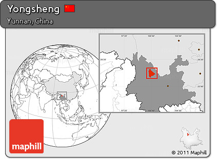 Blank Location Map of Yongsheng, highlighted country, highlighted parent region