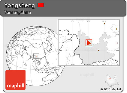 Blank Location Map of Yongsheng, highlighted parent region