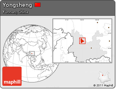Blank Location Map of Yongsheng, highlighted parent region
