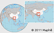 Gray Location Map of Yongsheng, highlighted country, within the entire country