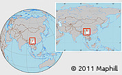 Gray Location Map of Yongsheng, highlighted parent region, within the entire country