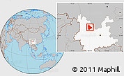 Gray Location Map of Yongsheng, highlighted parent region