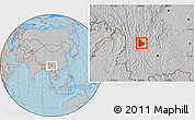 Gray Location Map of Yongsheng, hill shading