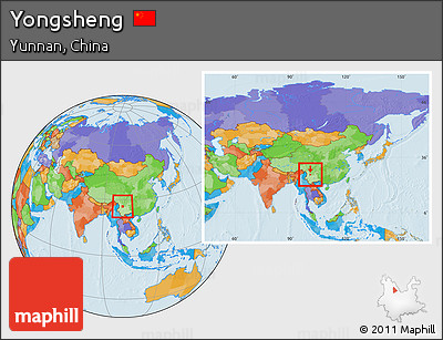 Political Location Map of Yongsheng, within the entire country