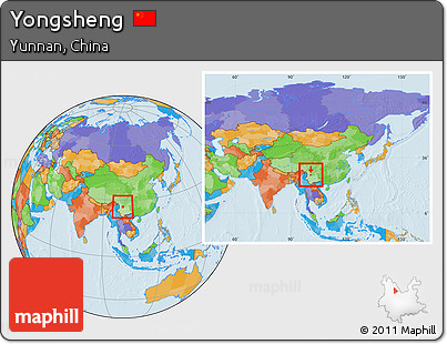 Political Location Map of Yongsheng, within the entire country
