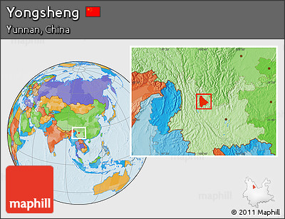 Political Location Map of Yongsheng