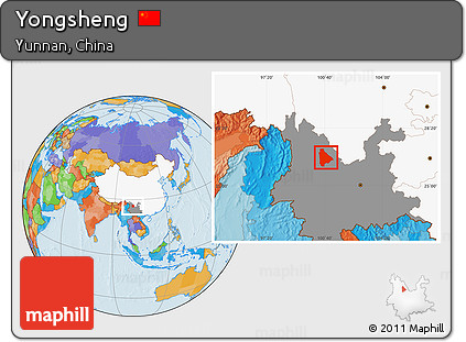 Political Location Map of Yongsheng, highlighted country, highlighted parent region