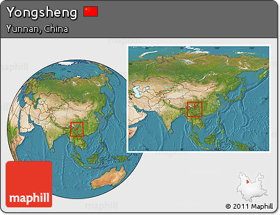 Satellite Location Map of Yongsheng, within the entire country