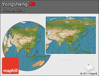 Satellite Location Map of Yongsheng, within the entire country