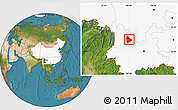 Satellite Location Map of Yongsheng, highlighted country