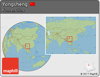Savanna Style Location Map of Yongsheng, within the entire country