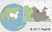 Savanna Style Location Map of Yongsheng, highlighted country, highlighted parent region