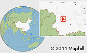 Savanna Style Location Map of Yongsheng, highlighted country