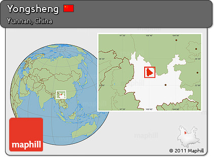 Savanna Style Location Map of Yongsheng, highlighted parent region