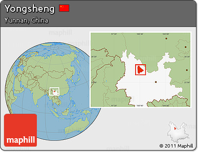 Savanna Style Location Map of Yongsheng, highlighted parent region