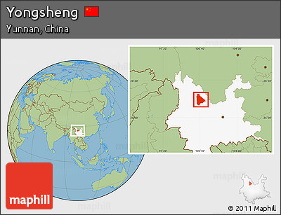 Savanna Style Location Map of Yongsheng, highlighted parent region