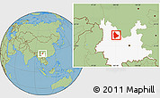 Savanna Style Location Map of Yongsheng, highlighted parent region