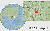Savanna Style Location Map of Yongsheng, hill shading