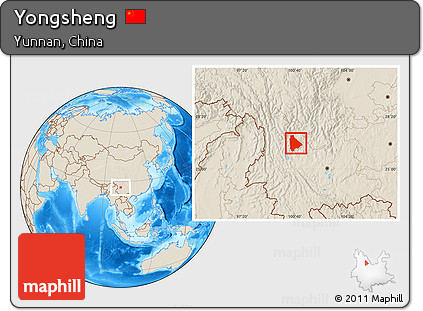 Shaded Relief Location Map of Yongsheng