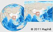 Shaded Relief Location Map of Yongsheng, highlighted country, within the entire country