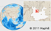 Shaded Relief Location Map of Yongsheng, highlighted parent region